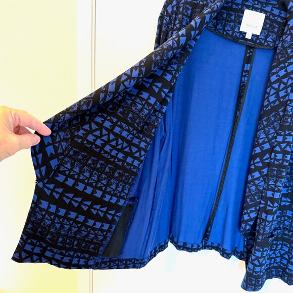 Sejour Royal Blue & Black Knit Jacket – Size 1X – 3/4 Sleeve - Picture 5 of 10